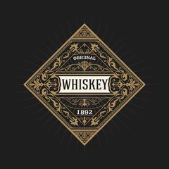 Behang Vintage labels Oud whiskylabel