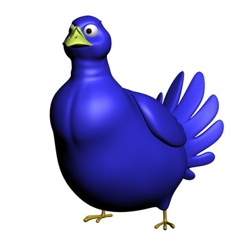 Blue bird cartoon 3d illustration render