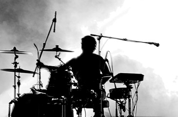 Drummer in silhouette