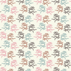 Simple vector seamless dragon pattern. Print. Cloth design, wallpaper.