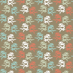 Obraz premium Simple vector seamless dragon pattern. Print. Cloth design, wallpaper.