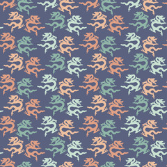 Simple vector seamless dragon pattern. Print. Cloth design, wallpaper.