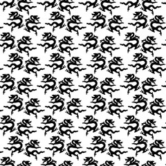 Simple vector seamless dragon pattern. Print. Cloth design, wallpaper.