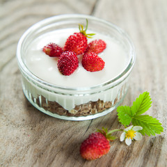 yogurt with wild strawberry fruits