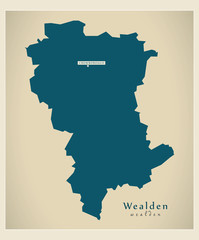 Modern Map - Wealden district UK