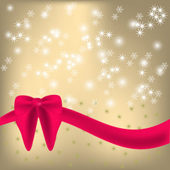 Shiny background  red ribbon and bow