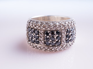Jewel gemstone ring on white blackground