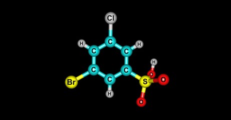 3-Bromo-5-chlorobenzenesulphonic acid molecular structure isolated on black