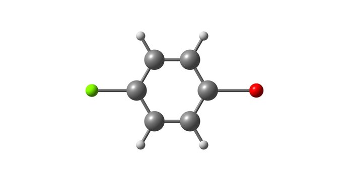 1-Bromo-4-chlorobenzene molecular structure isolated on white