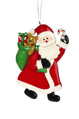Santa Claus Christmas ornament isolated over white background