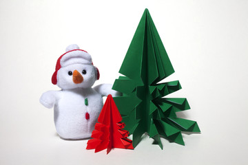 Snowman doll as christmas decoration isolated on white background