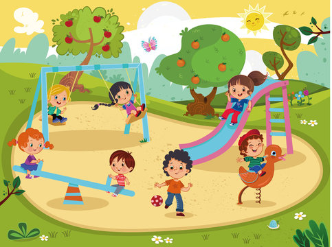 Children on the playground vector.