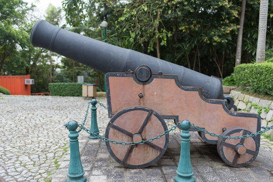 Ancient Cannon at Monte Fort in Macau, China