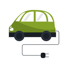 Eco car with plug icon. Ecology renewable energy and conservation theme. Isolated design. Vector illustration