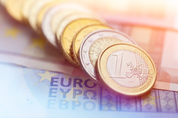 Euro coins macro