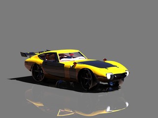 Super sport car on grey background, 3D illustration