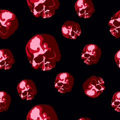 Haloween scary seamless vector background with the skull
