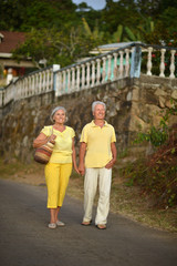 Obraz premium Senior couple near hotel resort