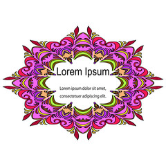 Vector Illustration. Colourful Hand Drawn Mandala, Oriental Decorative Element, Vintage Style.