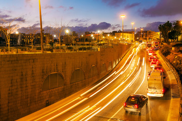 Night Road Traffic Lights, Jerusalem