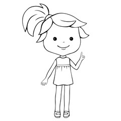 Illustration of cartoon girl in black color