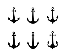 Set of vintage anchor icons. Vector illustration.