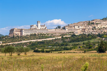 Fototapeta na wymiar Assisi, Italy. View of the city on a hillside