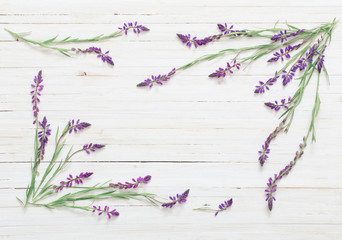 flowers on white wooden background