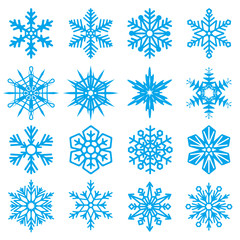 Snowflakes set icon collection on white background. Vector illustration.
