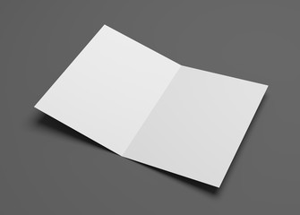 Open 3d illustration greeting card isolated on gray.