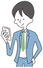 モバイルをさわるビジネスマン