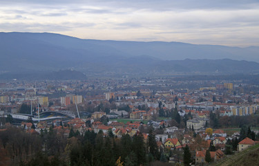 Fototapeta na wymiar cityscape of Maribor, view from Piramida hill