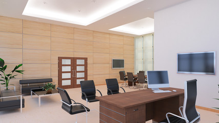 3D Interior rendering of an office
