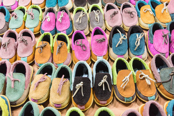 Hand made pink shoes on thai market