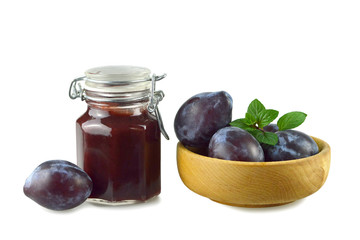 Plum jam and fresh plums