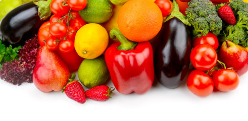 fruits and vegetables isolated on white background