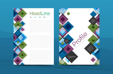 Set of front and back a4 size pages, business annual report design templates