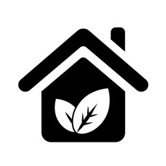 house bio eco plant nature black simple icon on white background