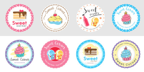 Set of cute sweet bakery badge label and logo for sticker and sign