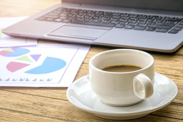 Business Success, The decision of the Executive - Document report and coffee cup.