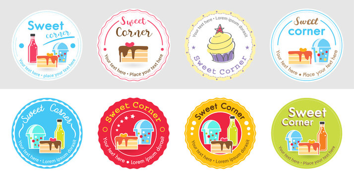 Set of cute sweet bakery badge label and logo for sticker and sign