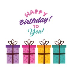 happy birthday celebration card icon vector illustration design