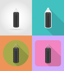 punching bag for boxing flat icons vector illustration