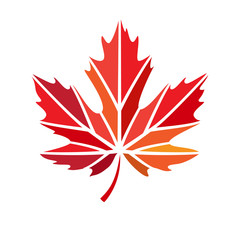 vector stylize logo with red maple leaf - obrazy, fototapety, plakaty