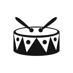 Drum and drumsticks icon in simple style on a white background vector illustration