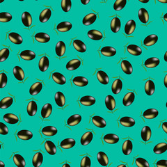 Olive Seamless Pattern on Green. Food Background.