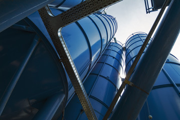 View from below of Tower Silos Bulk Storage