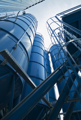 View from below of Tower Silos Bulk Storage