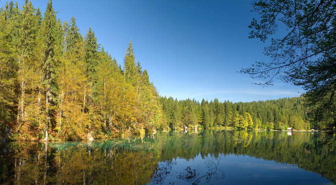 Panorama Lago di Fusine inferiore (unterer Weissenfelser See) / Friaul / Italien
