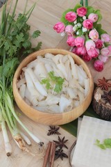 Noodle roll soup with pork ,chinese food